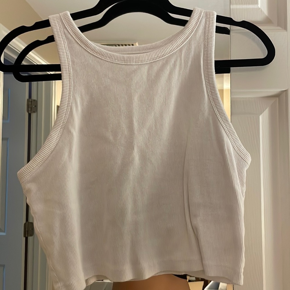 Aerie white ribbed high neck tank
